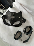 Black Desire Deri  Maske & Kelepçe Aksesuar Seti