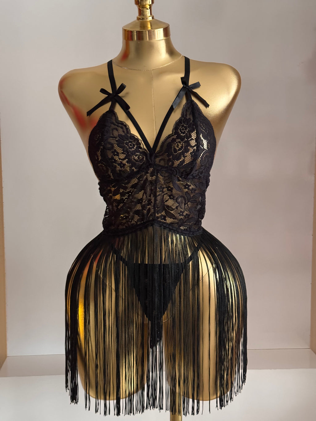 Seksy Püsküllü Elbise Set (Tanga Hediyeli )
