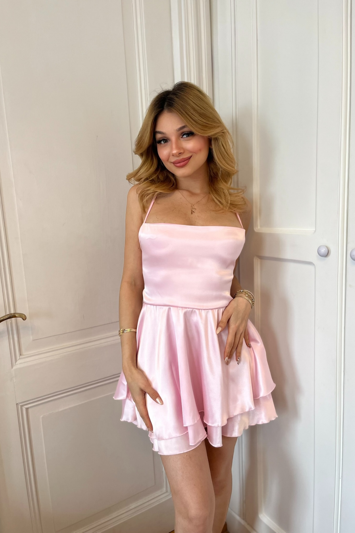 Barbie Pinky 6 Parça İpek Saten Set (Bodysuit Hediyeli )