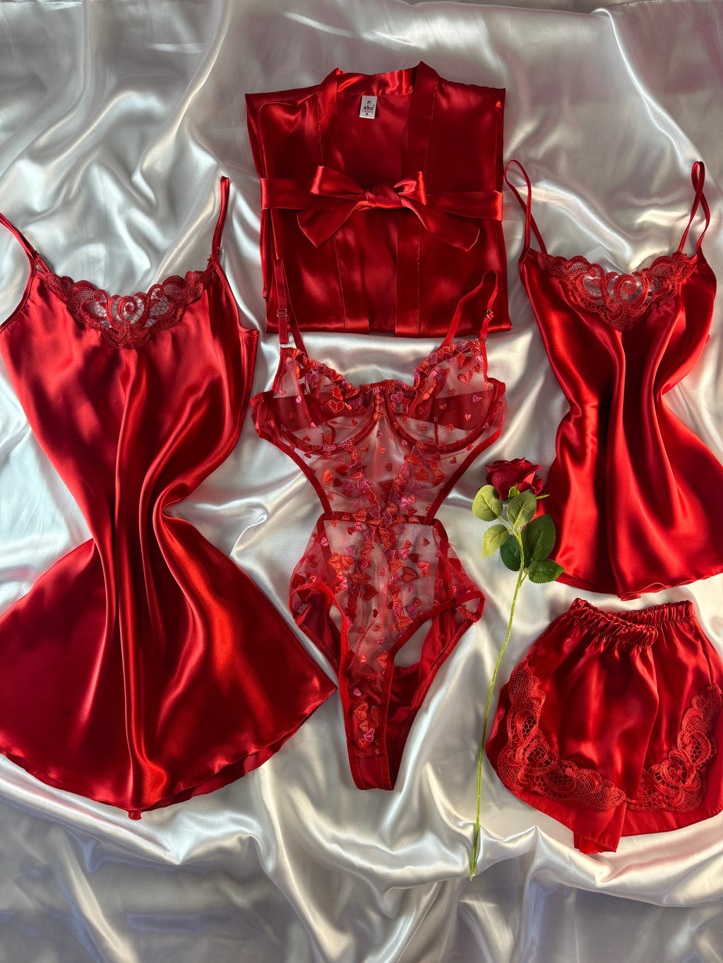Barbie 6 Parça İpek Saten Set (Bodysuit Hediyeli Lüks Paket)
